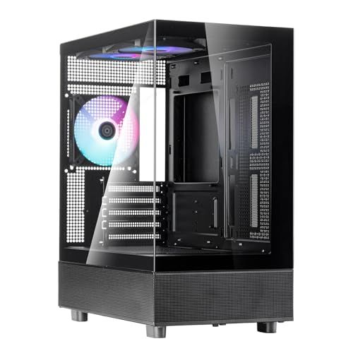 SilverStone Technology SST-LD04-B-ARGB - Lucid-serie, panorama-micro-ATX-behuizing met aanzienlijk gezichtsveld van 270 graden