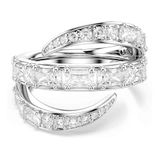 Swarovski Vienna ring, Verschillende slijpvormen, Zwaan, Wit, Rodium toplaag