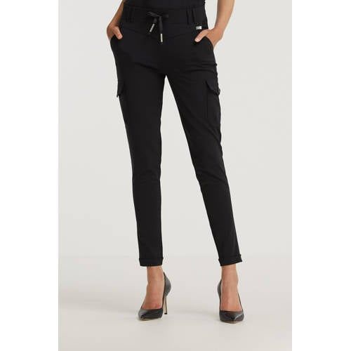 TQ-Amsterdam Karin Cargobroek - Zwart - Travelstof - High Waist - Slim Fit