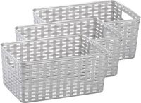 Plasticforte Opbergmand - 3x - Kastmand - rotan kunststof - zilver - 6 Liter - 19 x 29 x 13 cm