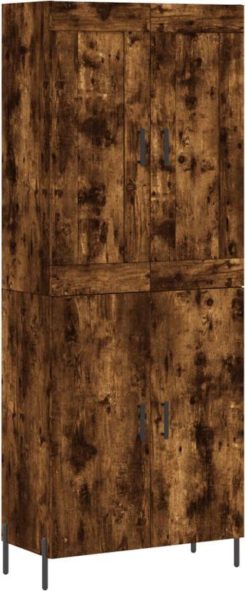 vidaXL Hoge kast bewerkt hout gerookt eikenkleurig 69,5x34x180 cm