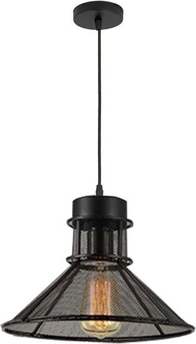 Homestyle Pro Zwarte hanglamp - Kamerlamp - Plafondlamp - Keukenlamp - Ø28 cm - Zwart - Metaal - Industrieel - Zwarte binnenzijde - E27 - 240 V - zonder lichtbron