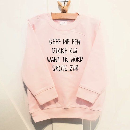 Baby Sweater - "Ik word grote zus" - Roze - Maat 74 - Zwangerschapsaankondiging