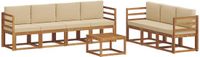 vidaXL - Bank loungeset - 7 zitplekken - Natuurlijk en beige - Acacia hout