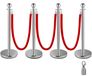 VEVOR 4 poteaux de guidage argenté avec 3 cordes velours rouge 1,5 m