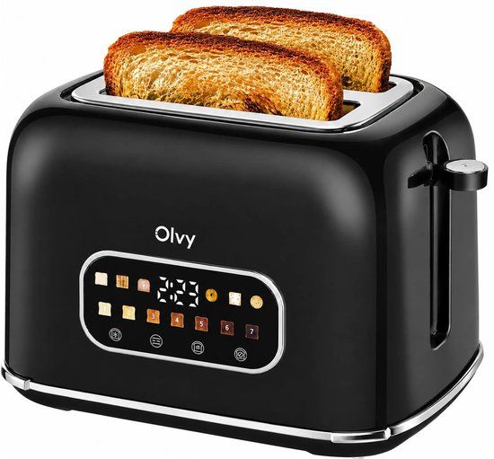 Olvy Broodrooster - 7 Bruiningsniveaus - Timerfunctie - Extra Brede Sleuven - Zwart