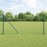 vidaXL Gaashek met grondpennen - 1 x 25 m - PVC-Coated Staal - Groen