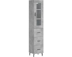 VidaXL Hoge Kast 34,5x34x180 cm Bewerkt Hout Betongrijs