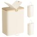 SONGMICS Panier à linge à 2 compartiments, 150 litres, avec couvercle | ROXANNE LCB523W01 Panier à linge, sacs amovibles, pour buanderie, chambre à coucher, blanc crème et bambou clair, collection ROXANNE