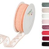 Halbach Zijdebanden kantlint 18 m per meter op rol voor bruiloft, naaien of tafeldecoratie, kantstof om te knutselen