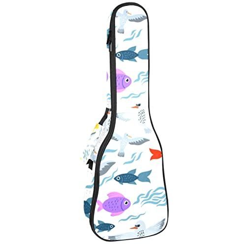 Mersov Tenor Ukulele Gigbag Waterdichte Ukelele Case Gewatteerde Rugzak, Geweldig voor Sopraan Concert (21/23/24") Zeeleven en Vogels