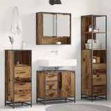 vidaXL Meuble de salle de bain - 4 pièces - Vieux bois - 65 x 33 x 60 cm