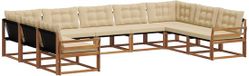 vidaXL - Bank loungeset - 9 zitplaatsen - Natuurlijk en beige