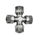 Riegler Kruisverbinding, voor slang 6/4 mm, SW 8, werkdruk max. 18 bar, messing vernikkeld