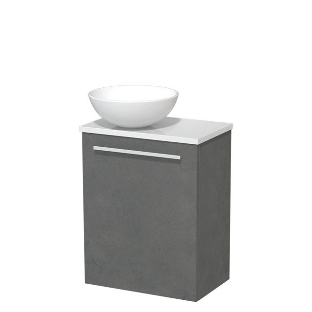 Maxaro Modulo Toiletmeubel - Donkergrijs Beton - 41 cm - Hoogglans Wit