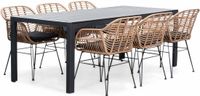 LUX outdoor living Manchester/Lola dining tuinset 7-delig | aluminium + wicker | 205cm | 6 personen