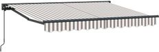 vidaXL Parasol manuel 4,5 x 3 m Gris et blanc à rayures