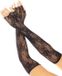 Leg Avenue Floral Net Fingerless Kostuum Handschoenen - Zwart