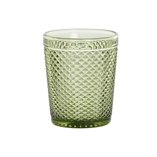 DKD Home Decor DKD Home Decor Set van groen glas met reliëf, 240 ml (6 stuks)