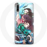 Maniacase Etui voor Samsung Galaxy A70 Tanjiro en Nezuko Demon Slayer Kimetsu no Yaiba Anime