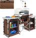 VEVOR Campingkeuken, Campingkast, 174 x 176 x 46cm, Tafelkeuken met Lampstang en Haken, Reiskeuken, Opvouwbare Buitenkeukenbox, Aluminium Frame, Keukenkast, Campingfornuis voor Kamperen, Picknicken