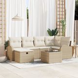 vidaXL Tuinbank - Set - 7-delig - Beige - Polyrattan