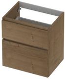 INK - Onderkast 2 Laden Greeploos Fineer Eiken met Houten Keerlijst A-symmetrisch - 600x450x650 Mm - Ash Grey Fineer