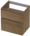 INK - Onderkast 2 Laden Greeploos Fineer Eiken met Houten Keerlijst A-symmetrisch - 600x450x650 Mm - Ash Grey Fineer