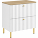 3xE living Meuble sous-vasque 60 cm, blanc/chêne clair, pieds dorés, Bello