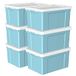 Cetomo Opbergdozen, 90L x 6, plastic opbergdoos met deksels, organiserende container met veilige sluitgespen, stapelbaar, nestbaar, draagtas voor thuiskantoorkleding, 90L-6Pack, blauw