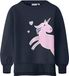 NAME IT NMFBIRKY LS NREG SWE BRU Meisjes Sweater Lange Mouw Ronde Hals Katoen Printopdruk Navy Blazer 104