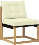 vidaXL - Buiten - Midden - Sofa - Massief - acaciahout - en - Textilene-stof - Wit