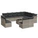 vidaXL 13-delige Loungeset met Kussens Poly Rattan Lichtgrijs