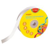 Keyroad Satijnen lint cadeaulint / 25 x 22 mm / 86 m / satijnen lint op spoel, wit/lint, dubbelzijdig, satijn, lint
