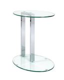 HAKU Bijzettafel chroom metaal salontafel veiligheidsglas 8 mm - Maat: B 45 cm x H 50 cm x D 35 cm, Stijl: Modern