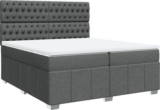 vidaXL Boxspring met matras stof donkergrijs 200x200 cm