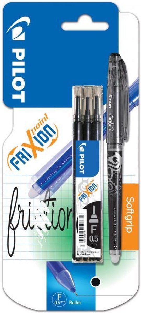 Pilot Frixion - Rollerball pen zwart 0.5 + 3 vullingen