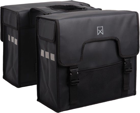 WILLEX Shopper - Dubbele Fietstas - 38 liter - Mat Zwart