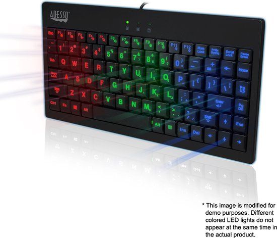 Adesso SlimTouch 110 - Mini toetsenbord met RGB verlichting - QWERTY - USB - Zwart