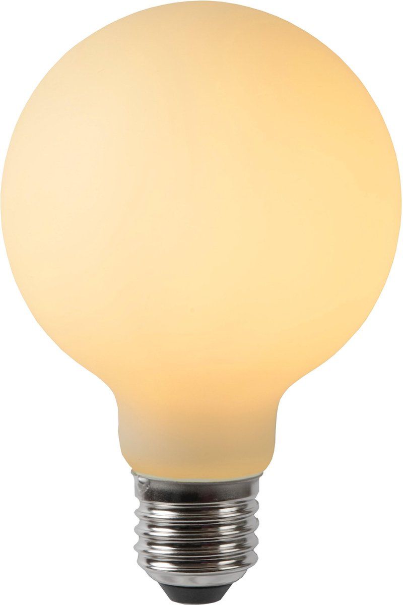 Lucide G80 Filament Lamp - Ø 8 cm - LED Dimb. - E27 - 1x5W 2700K - Opaal - Wit