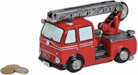 Merkloos / Sans marque G. Wurm Gmbh + Co. Kg Brandweerwagen spaarpot - rood - 16 x 8 x 10 cm - polystone