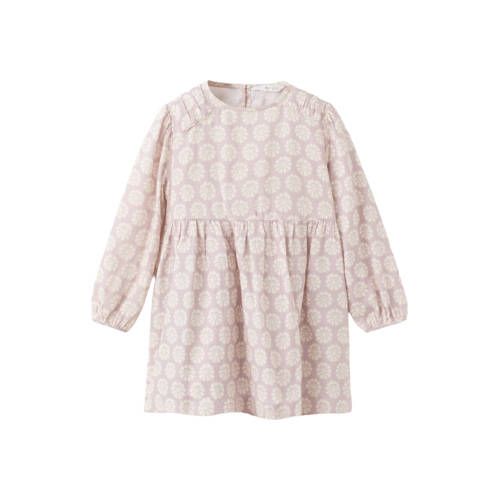 Mango Kids korte jurk lichtroze Meisjes Katoen Ronde hals All over print - maat 98