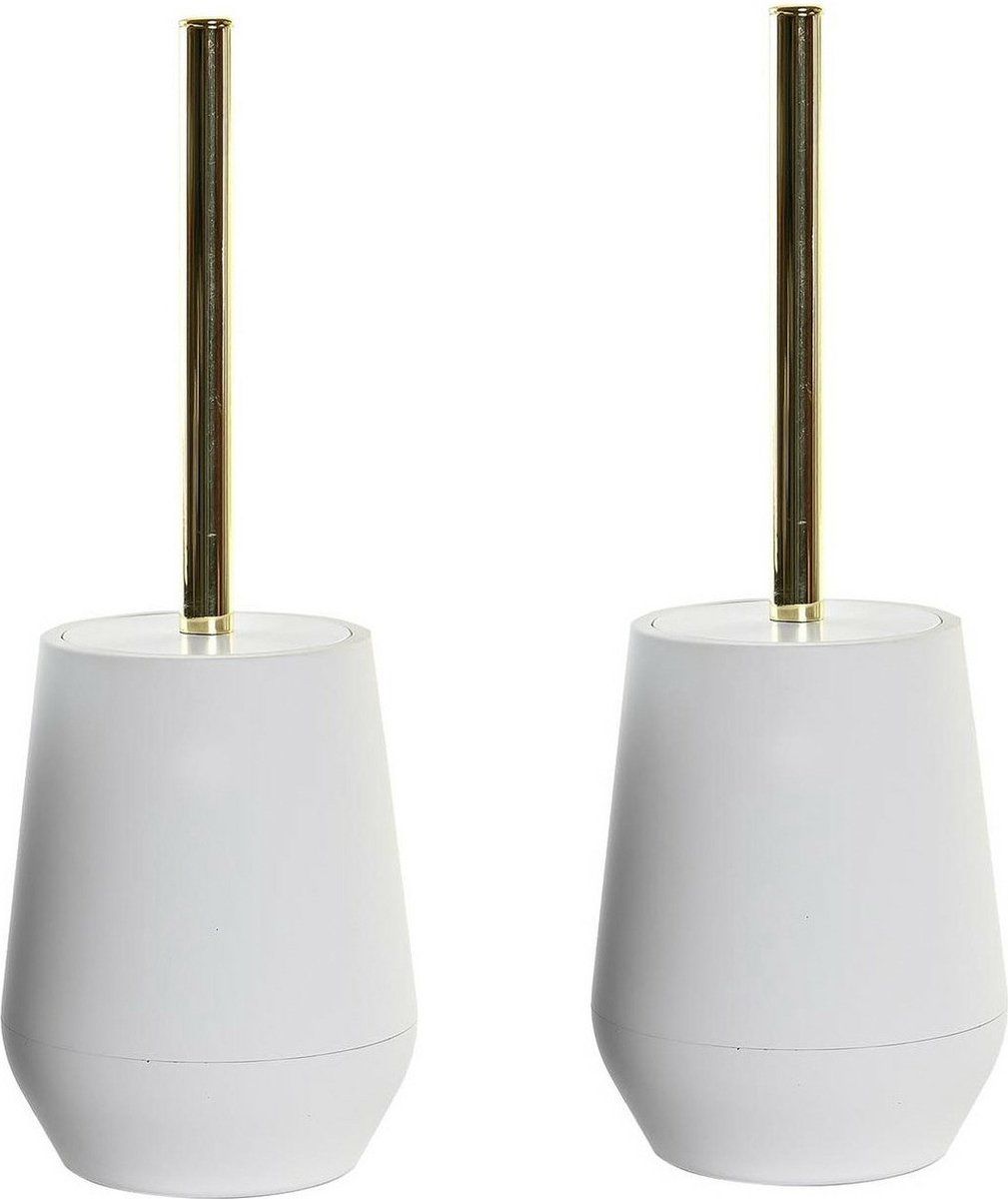 WC/Toiletborstel - 2x stuks - wit - polystone - 35 x 12 cm