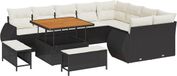 vidaXL Banc de jardin 6 personnes Noir polyrotin