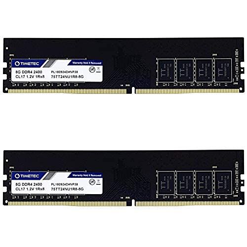 Timetec DDR4 2400 MHz PC4-19200 Non-ECC Unbuffered 1.2V CL16 288 Pin UDIMM Desktop PC Computer Memory Ram Module Upgrade (16GB Kit (2x8GB))