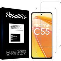 Phonillico® Gehard glas voor Realme C55 4G [Pack 2]