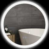 Miroir Rond Lumineux LED de Salle de Bain Ø 60 cm Mural avec Éclairage 3 Couleurs Interrupteur Tactile 29 W Gris