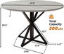 Table à manger en cuir de vachette - Table à manger - 120 cm - Convient pour 4-6 personnes - Design moderne - Cadre en métal - Gris clair