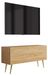 3xE living Meuble TV 100 cm, chêne artisanal, pieds inclinés dorés