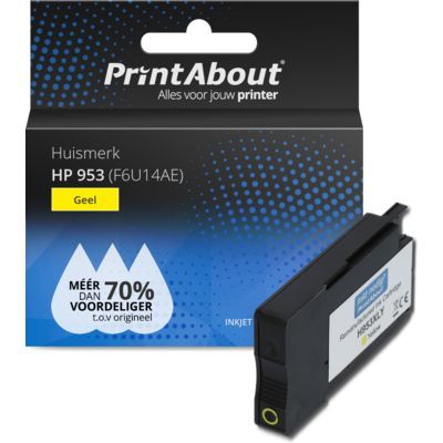PrintAbout Huismerk 953 (F6U14AE) Gele inktcartridge | Compatibel met HP